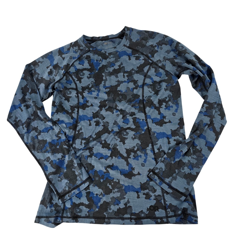 Outdoor Research Womens S Blue Camo Base Layer Alpine Onset Merino long-sleeve
